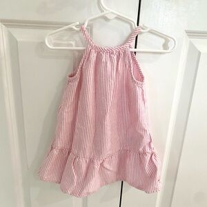 Old Navy - Striped Pink Ruffle-Trim Toddler Dress - Size 18 - 24 months